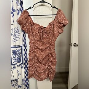 Lulu's Pink Bodycon Mini Dress with Puff Sleeves